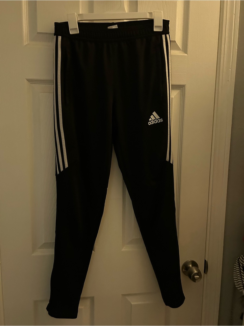 adidas Black Jogger Pants with White Stripes